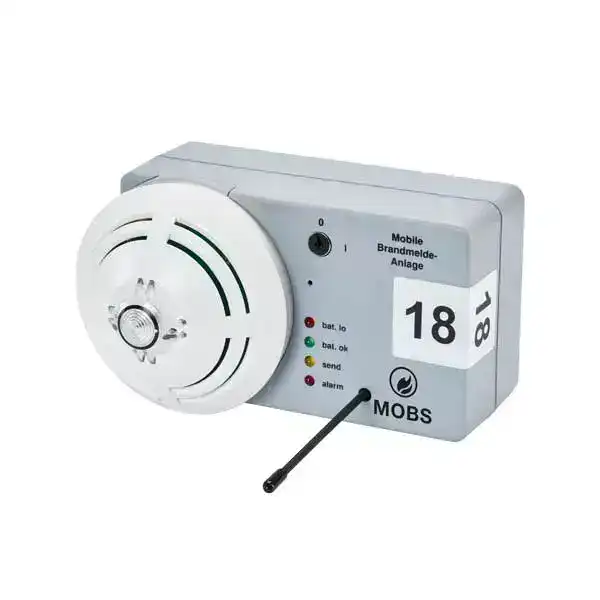 Mobile Brandmelder mit Feueralarmsystem und Statusanzeigen, geeignet für Brandmeldeanlagen.